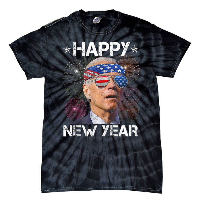 Joe Biden 4th Of July Happy New Year Fireworks Sunglasses Tie-Dye T-Shirt