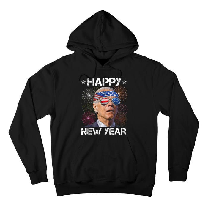 Joe Biden 4th Of July Happy New Year Fireworks Sunglasses Tall Hoodie