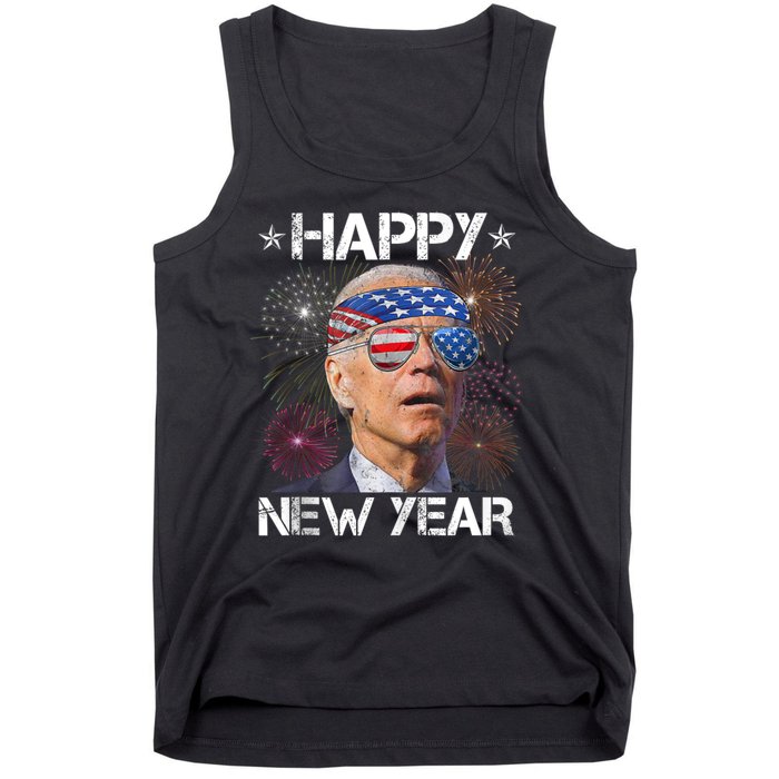 Joe Biden 4th Of July Happy New Year Fireworks Sunglasses Tank Top