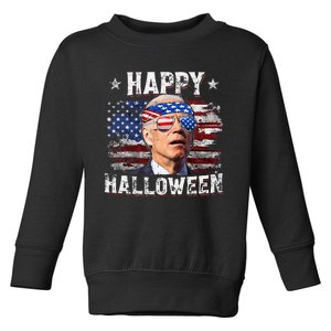 Joe Biden 4th Of July Happy Halloween US American Flag Toddler Sweatshirt