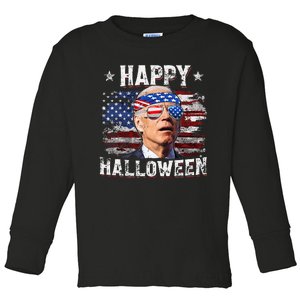 Joe Biden 4th Of July Happy Halloween US American Flag Toddler Long Sleeve Shirt