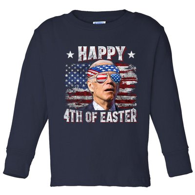Joe Biden 4th Of July Happy 4th Of Easter American US Flag Toddler Long Sleeve Shirt