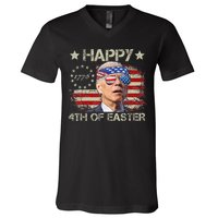 Joe Biden 4th Of July Happy 4th Of Easter Us Flag V-Neck T-Shirt