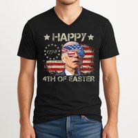 Joe Biden 4th Of July Happy 4th Of Easter Us Flag V-Neck T-Shirt