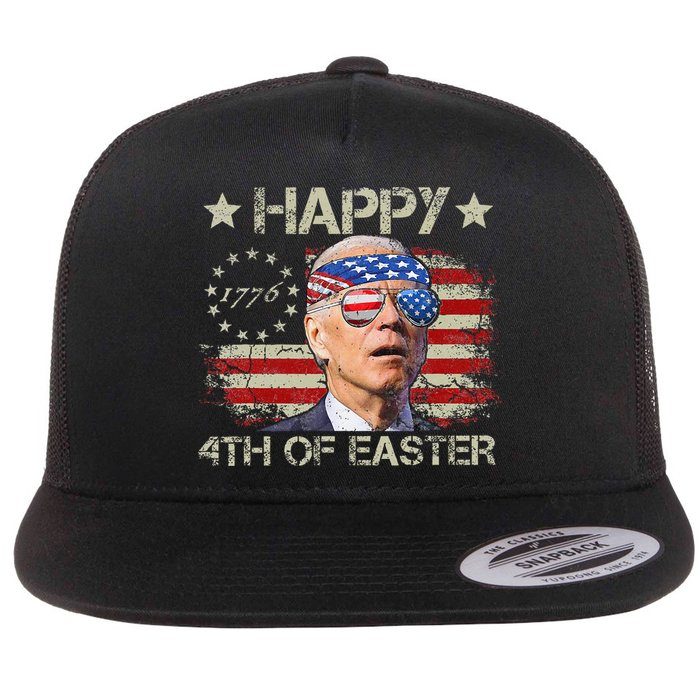Joe Biden 4th Of July Happy 4th Of Easter Us Flag Flat Bill Trucker Hat