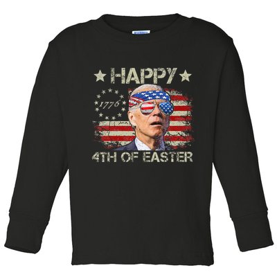 Joe Biden 4th Of July Happy 4th Of Easter Us Flag Toddler Long Sleeve Shirt