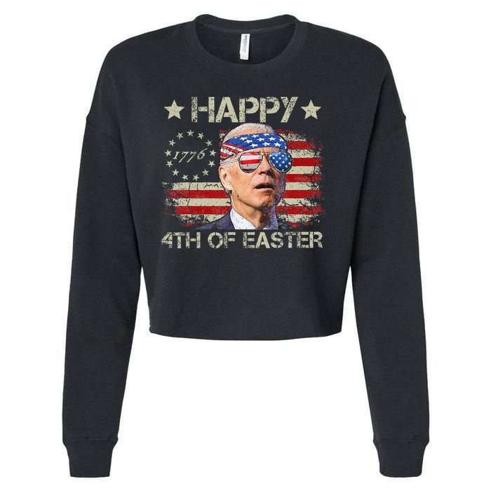 Joe Biden 4th Of July Happy 4th Of Easter Us Flag Cropped Pullover Crew