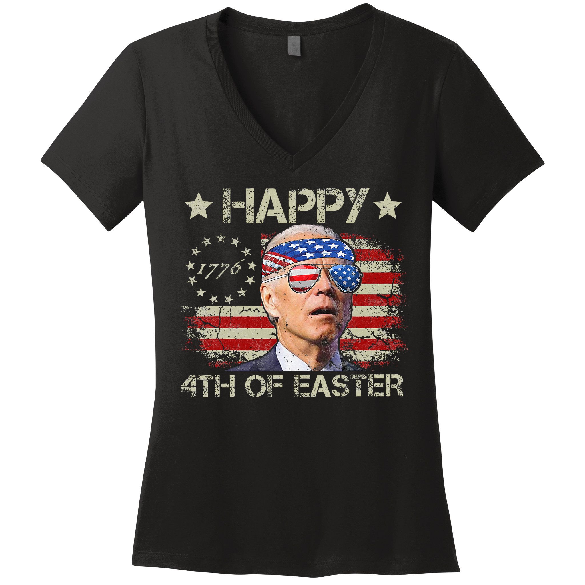 Joe Biden 4th Of July Happy 4th Of Easter Us Flag Women's V-Neck T-Shirt