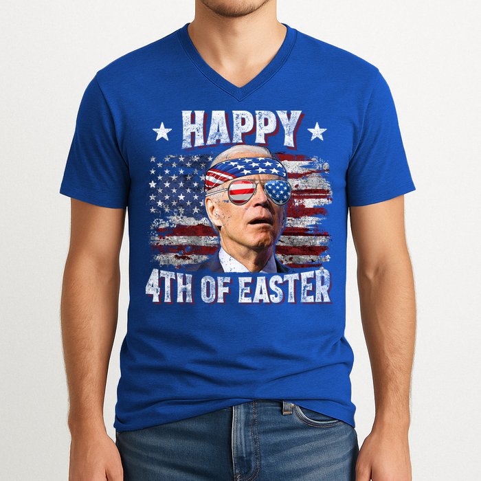 Joe Biden 4th Of July Shirts Happy 4th Of Easter American US Flag V-Neck T-Shirt
