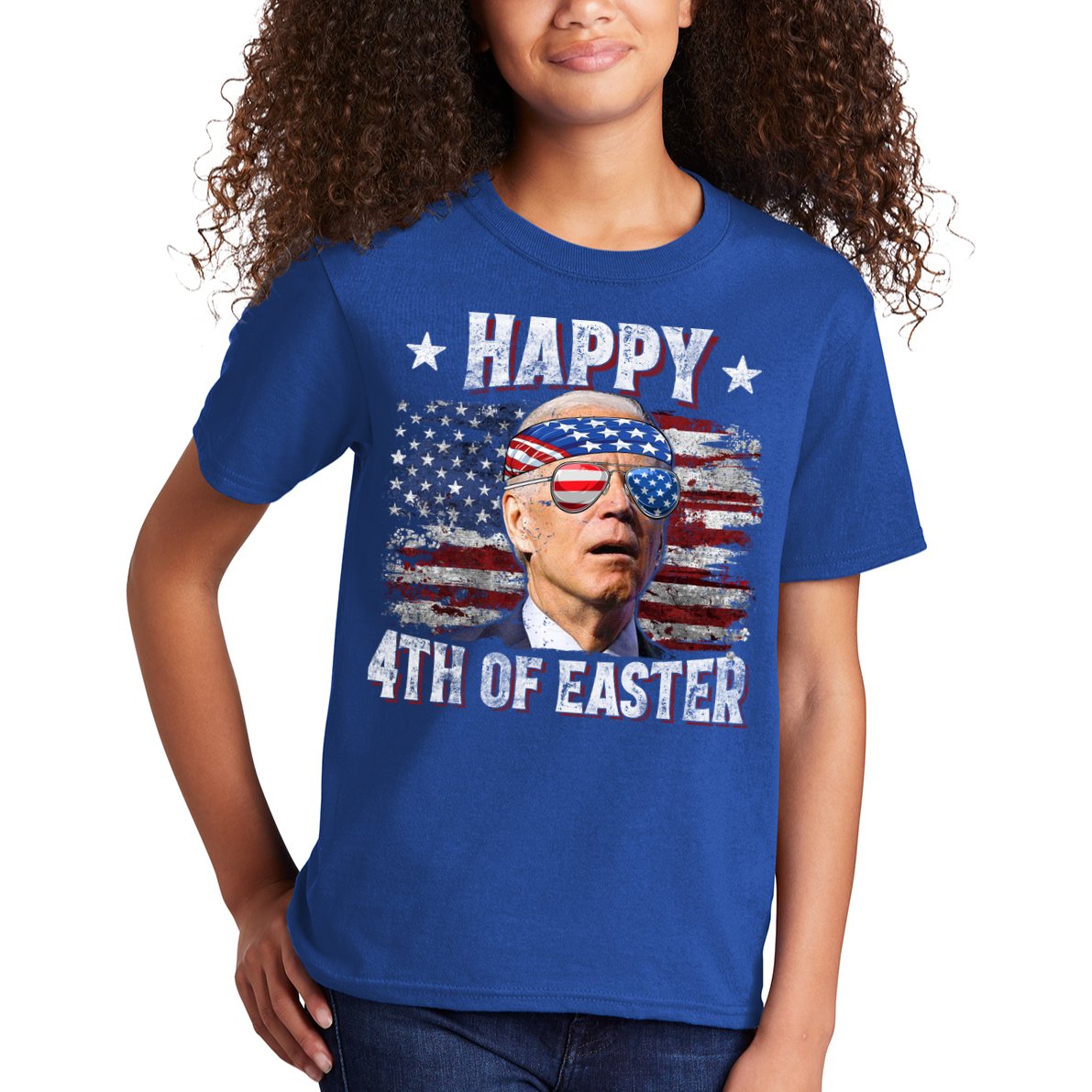 Joe Biden 4th Of July Shirts Happy 4th Of Easter American US Flag Kids T-Shirt
