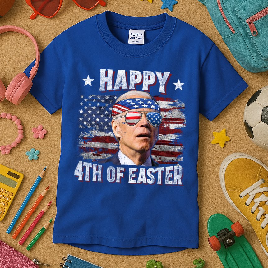 Joe Biden 4th Of July Shirts Happy 4th Of Easter American US Flag Kids T-Shirt