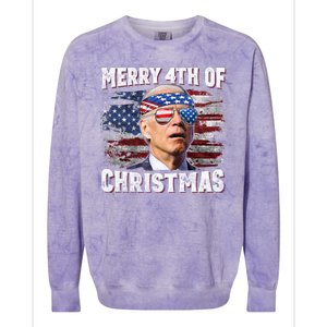 Joe Biden 4th Of July Shirts Merry 4th Of Christmas American US Flag Colorblast Crewneck Sweatshirt