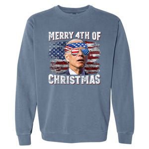 Joe Biden 4th Of July Shirts Merry 4th Of Christmas American US Flag Garment-Dyed Sweatshirt