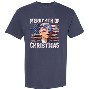 Joe Biden 4th Of July Shirts Merry 4th Of Christmas American US Flag Garment-Dyed Heavyweight T-Shirt