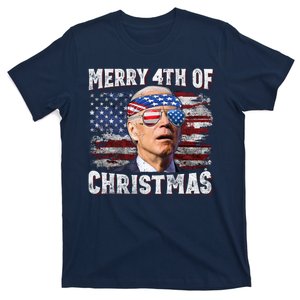 Joe Biden 4th Of July Shirts Merry 4th Of Christmas American US Flag T-Shirt