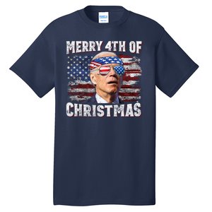 Joe Biden 4th Of July Shirts Merry 4th Of Christmas American US Flag Tall T-Shirt