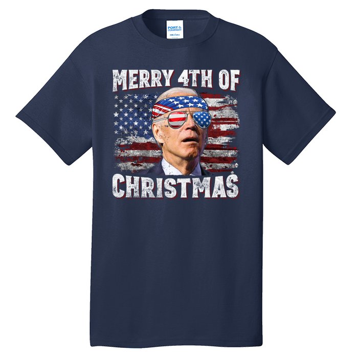 Joe Biden 4th Of July Shirts Merry 4th Of Christmas American US Flag Tall T-Shirt