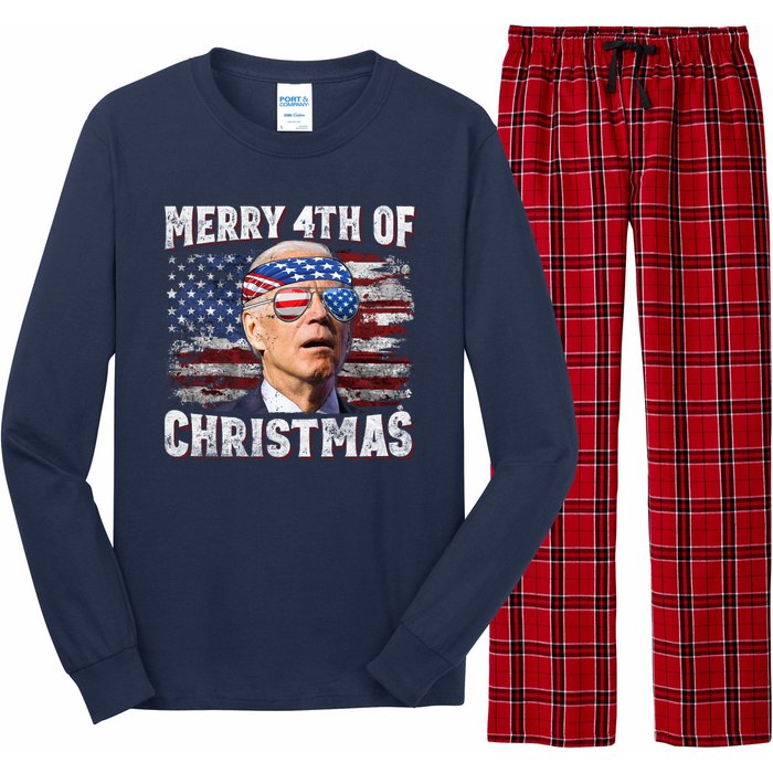 Joe Biden 4th Of July Shirts Merry 4th Of Christmas American US Flag Long Sleeve Pajama Set