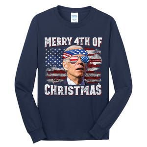 Joe Biden 4th Of July Shirts Merry 4th Of Christmas American US Flag Tall Long Sleeve T-Shirt