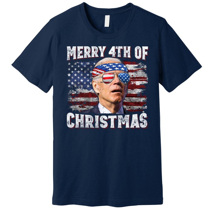 Joe Biden 4th Of July Shirts Merry 4th Of Christmas American US Flag Premium T-Shirt