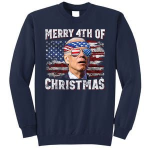 Joe Biden 4th Of July Shirts Merry 4th Of Christmas American US Flag Tall Sweatshirt