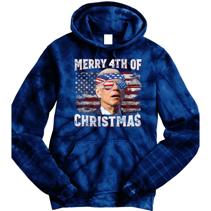 Joe Biden 4th Of July Shirts Merry 4th Of Christmas American US Flag Tie Dye Hoodie