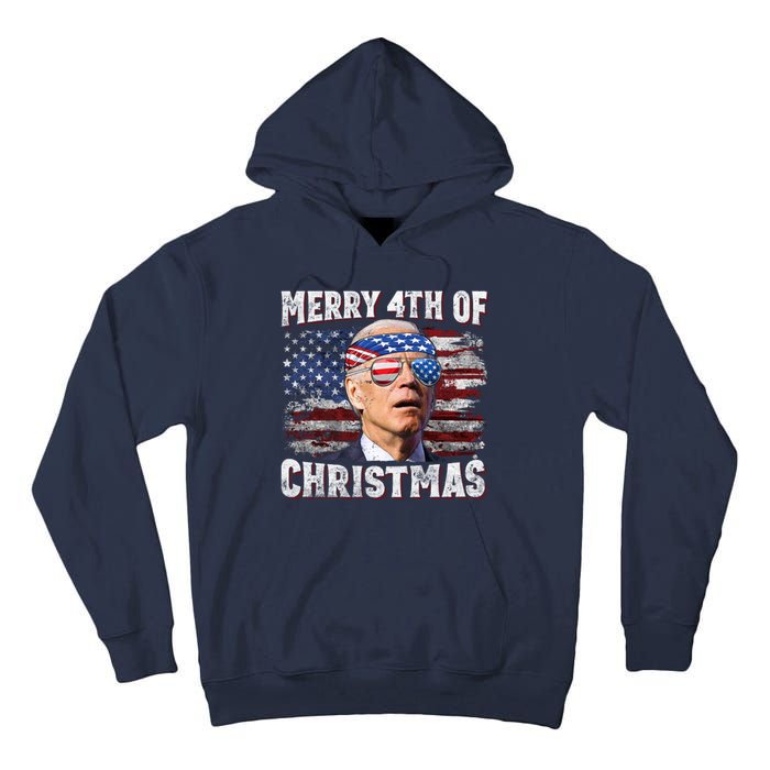 Joe Biden 4th Of July Shirts Merry 4th Of Christmas American US Flag Tall Hoodie