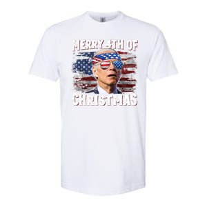 Joe Biden 4th Of July Shirts Merry 4th Of Christmas American US Flag Softstyle CVC T-Shirt