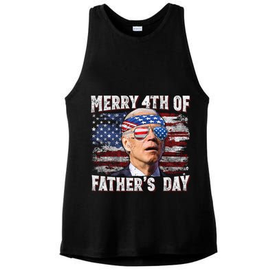 Joe Biden 4th Of July Shirts Merry 4th Of Fathers Day American US Flag Ladies PosiCharge Tri-Blend Wicking Tank