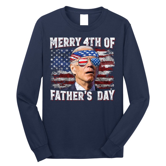 Joe Biden 4th Of July Shirts Merry 4th Of Fathers Day American US Flag Long Sleeve Shirt