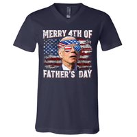 Joe Biden 4th Of July Shirts Merry 4th Of Fathers Day American US Flag V-Neck T-Shirt