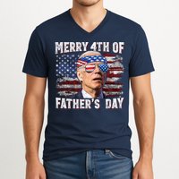 Joe Biden 4th Of July Shirts Merry 4th Of Fathers Day American US Flag V-Neck T-Shirt