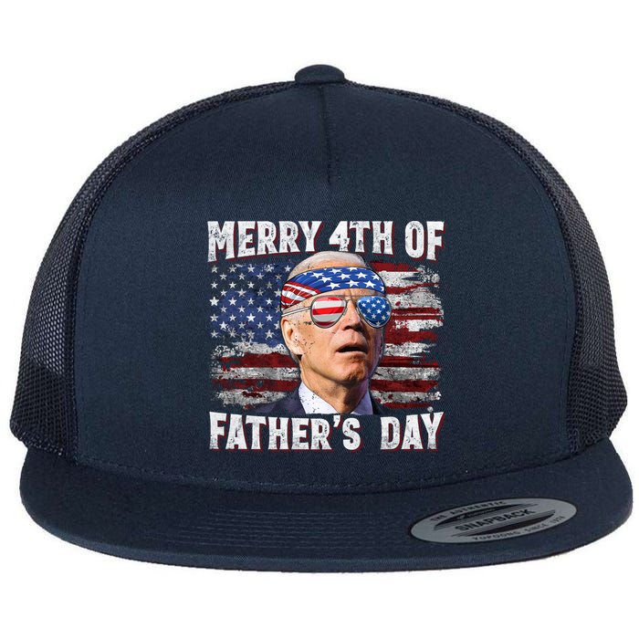 Joe Biden 4th Of July Shirts Merry 4th Of Fathers Day American US Flag Flat Bill Trucker Hat