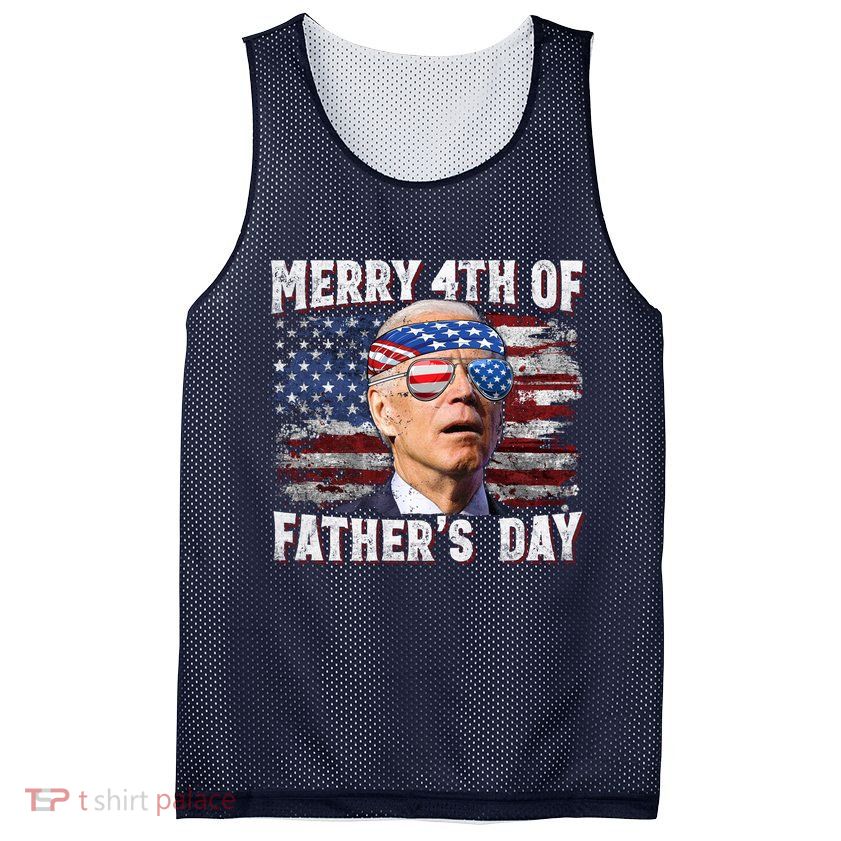 Joe Biden 4th Of July Shirts Merry 4th Of Fathers Day American US Flag Mesh Reversible Basketball Jersey Tank