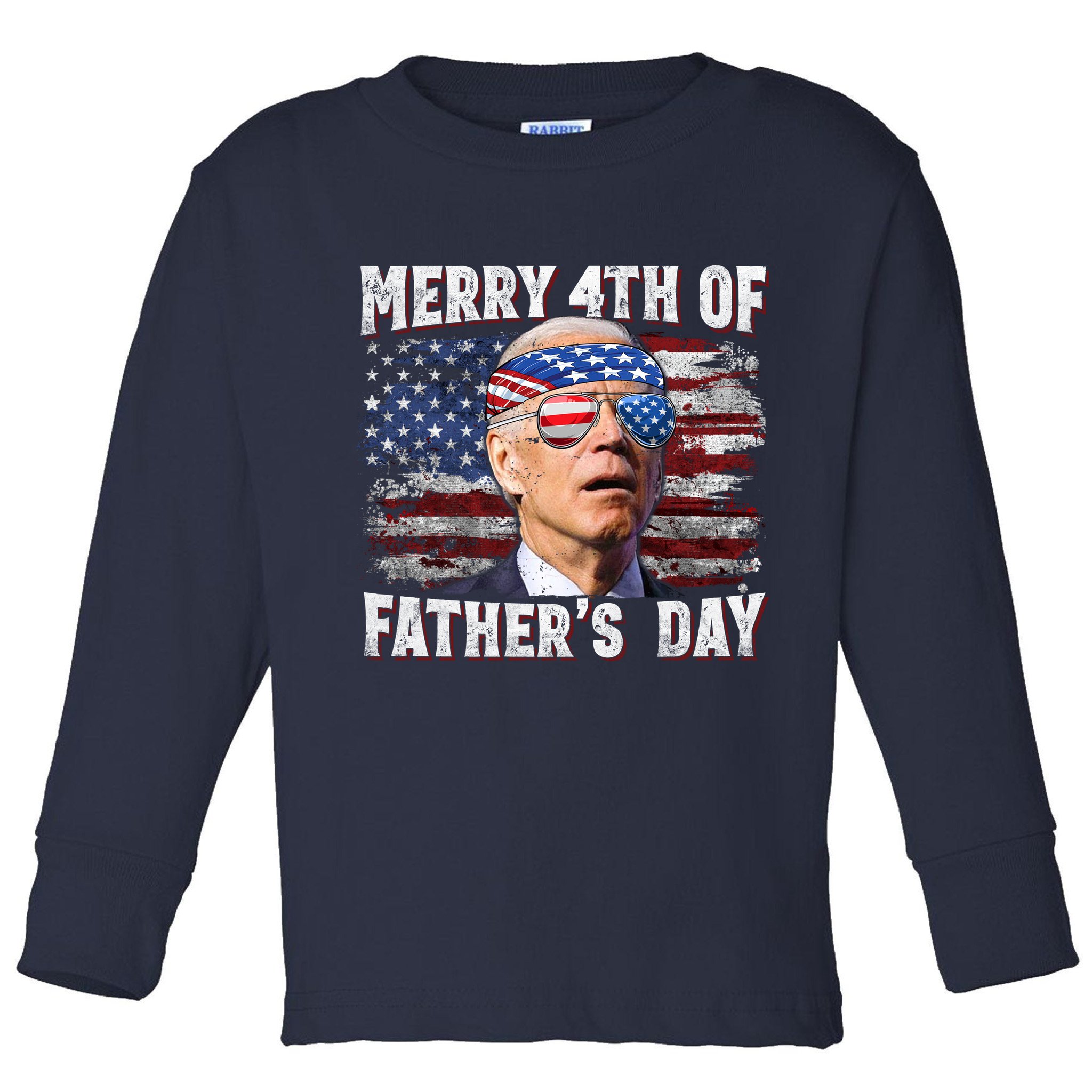Joe Biden 4th Of July Shirts Merry 4th Of Fathers Day American US Flag Toddler Long Sleeve Shirt