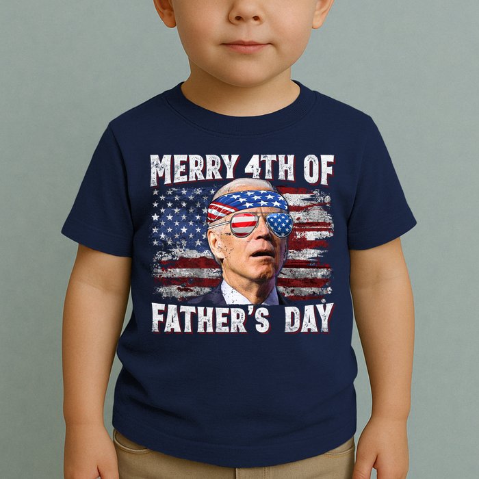 Joe Biden 4th Of July Shirts Merry 4th Of Fathers Day American US Flag Toddler T-Shirt