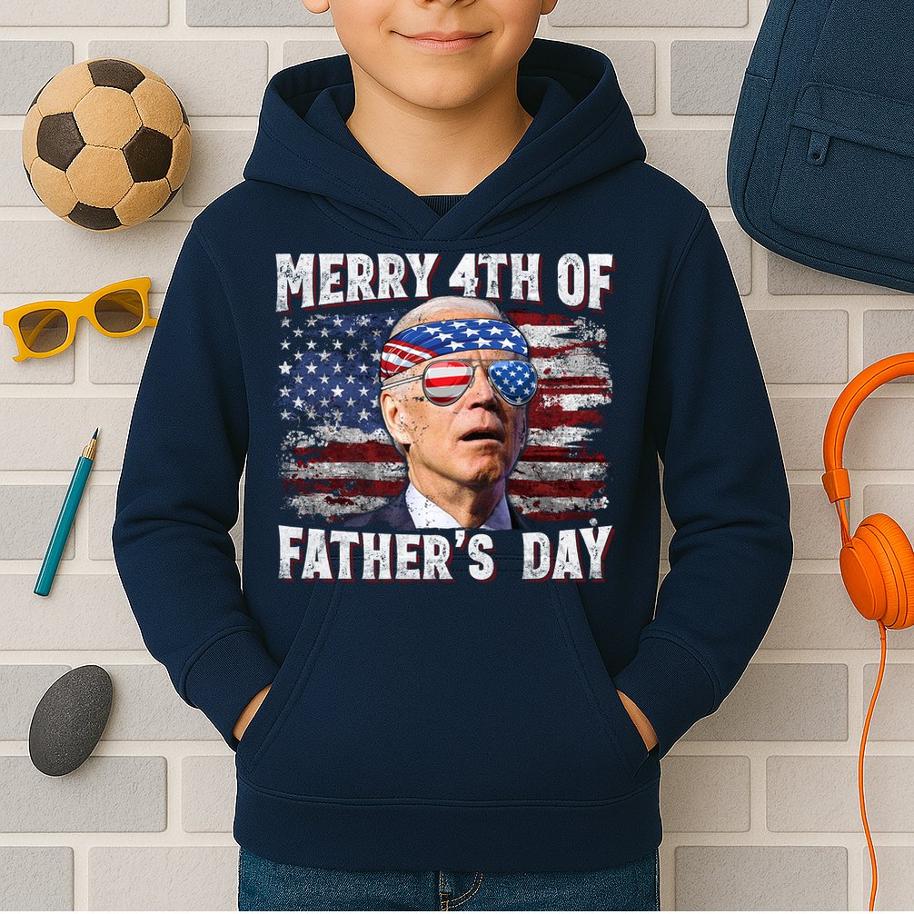 Joe Biden 4th Of July Shirts Merry 4th Of Fathers Day American US Flag Kids Hoodie
