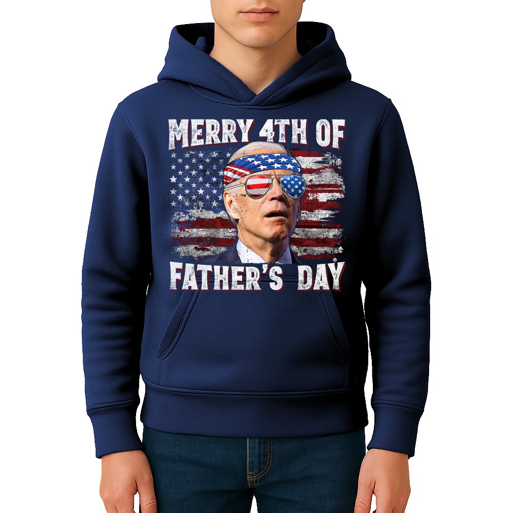 Joe Biden 4th Of July Shirts Merry 4th Of Fathers Day American US Flag Kids Hoodie