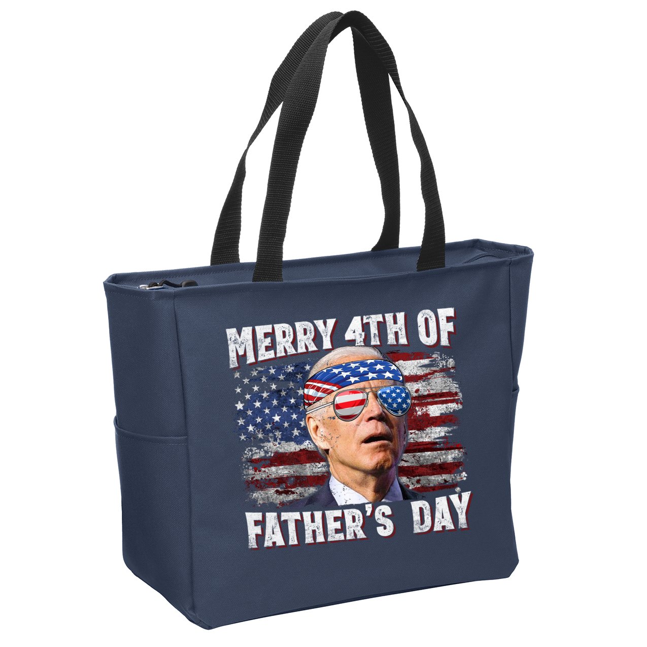 Joe Biden 4th Of July Shirts Merry 4th Of Fathers Day American US Flag Zip Tote Bag