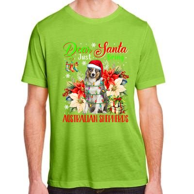 Just Bring Australian Shepherds Christmas Flowers Santa Dog Gift Adult ChromaSoft Performance T-Shirt