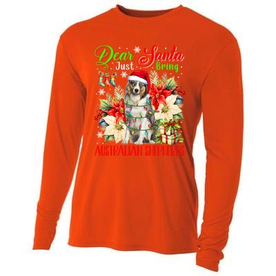 Just Bring Australian Shepherds Christmas Flowers Santa Dog Gift Cooling Performance Long Sleeve Crew