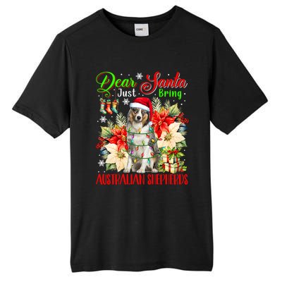 Just Bring Australian Shepherds Christmas Flowers Santa Dog Gift Tall Fusion ChromaSoft Performance T-Shirt