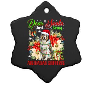 Just Bring Australian Shepherds Christmas Flowers Santa Dog Gift Ceramic Star Ornament