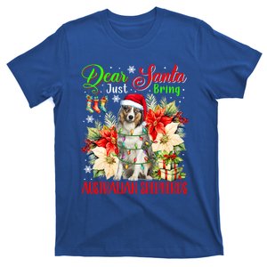 Just Bring Australian Shepherds Christmas Flowers Santa Dog Gift T-Shirt