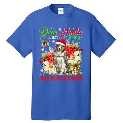 Just Bring Australian Shepherds Christmas Flowers Santa Dog Gift Tall T-Shirt