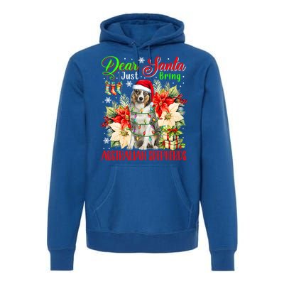 Just Bring Australian Shepherds Christmas Flowers Santa Dog Gift Premium Hoodie