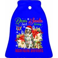 Just Bring Australian Shepherds Christmas Flowers Santa Dog Gift Ceramic Bell Ornament