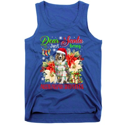 Just Bring Australian Shepherds Christmas Flowers Santa Dog Gift Tank Top