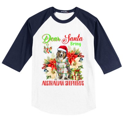 Just Bring Australian Shepherds Christmas Flowers Santa Dog Gift Baseball Sleeve Shirt