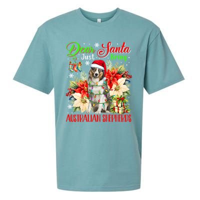 Just Bring Australian Shepherds Christmas Flowers Santa Dog Gift Sueded Cloud Jersey T-Shirt